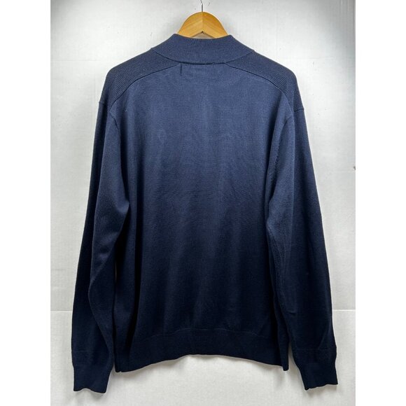 Cutter & Buck Sweater Mens XL Half-Zip Navy Blue Merino Wool Blend Golf Pullover - Picture 2 of 8
